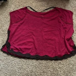 Free people we the free pink black lace crop top small